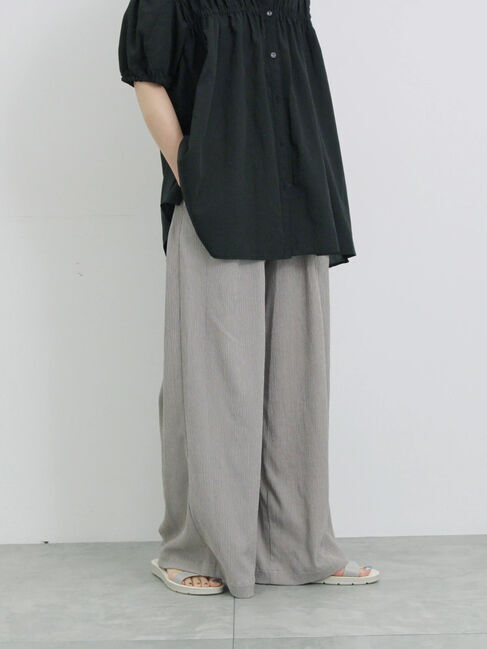 Samansa Mos2 blue「楊柳ハイウエストパンツ」|その他|