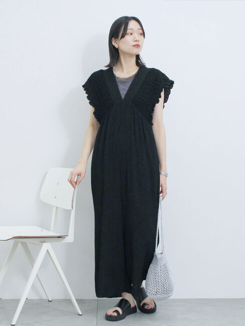 Samansa Mos2 blue「楊柳ワイドロンパース」|その他|