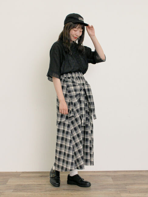 Samansa Mos2「ドビーストライプレースブラウス」|シャツ・ブラウス|