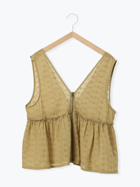 Samansa Mos2 blue「カットワークレースベスト」|シャツ・ブラウス|