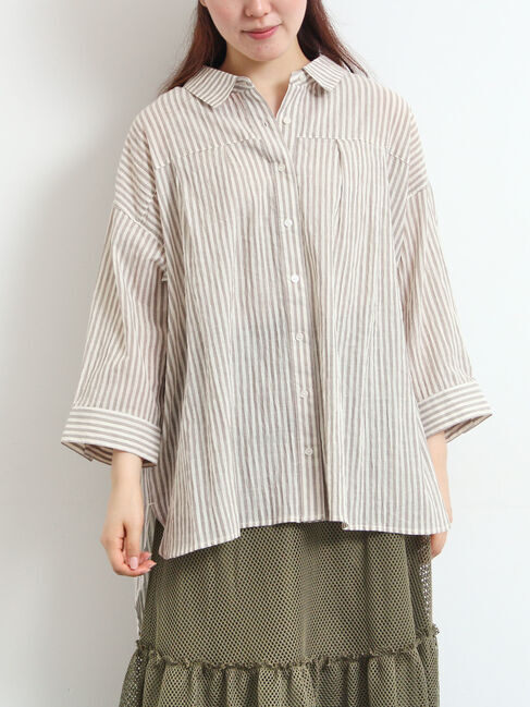 SM2「ストライプ柄七分袖シャツ」|シャツ・ブラウス|チャコールグレー