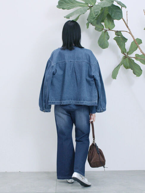 Samansa Mos2 blue「【ECO DENIM 】 ノーカラーブルゾン」|ブルゾン・スタジャン|