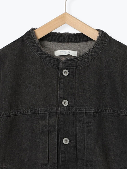 Samansa Mos2 blue「【ECO DENIM 】 ノーカラーブルゾン」|ブルゾン・スタジャン|