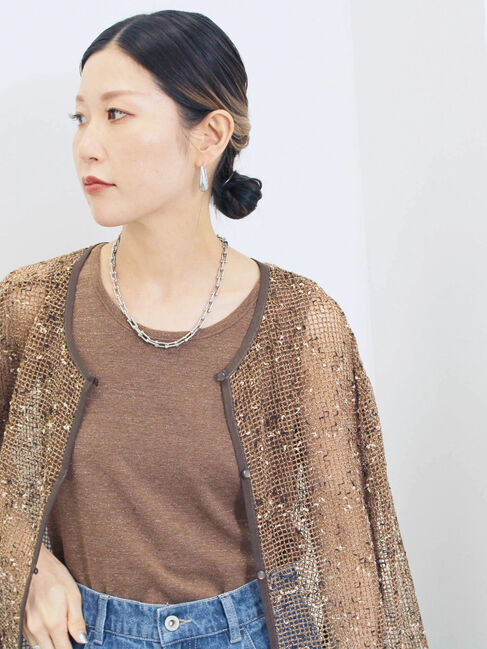 Samansa Mos2 blue「ラメタンク」|Tシャツ・カットソー|