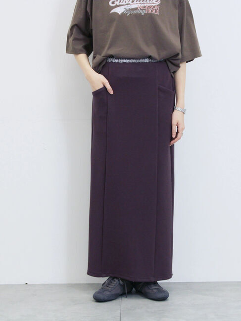 Samansa Mos2 blue「ダブルウエストナロースカート」|スカート|