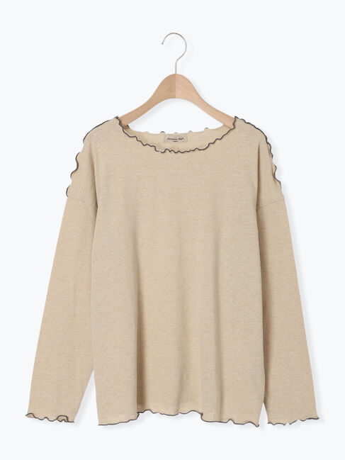 Samansa Mos2「[CYCLO]配色メロークルーネックカットソー」|Tシャツ・カットソー|ベージュ