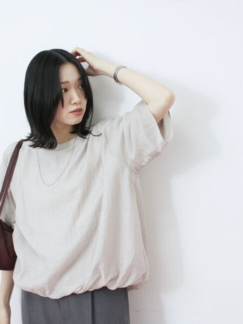 Samansa Mos2 blue「裾バルーンTシャツ」|Tシャツ・カットソー|