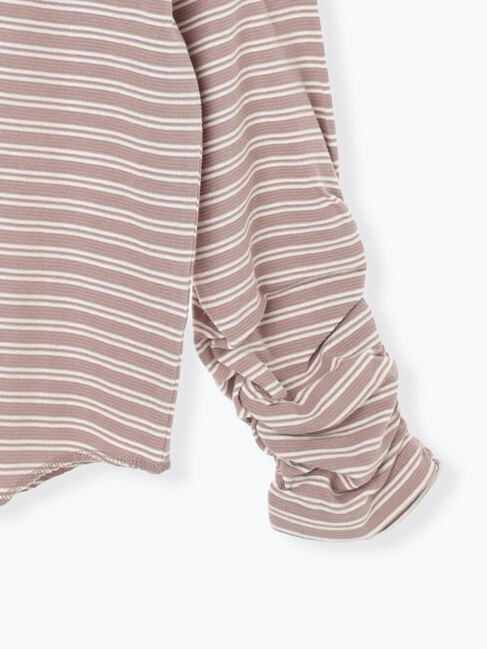 Samansa Mos2「リップル柄アソート袖シャーリングカットソー」|Tシャツ・カットソー|