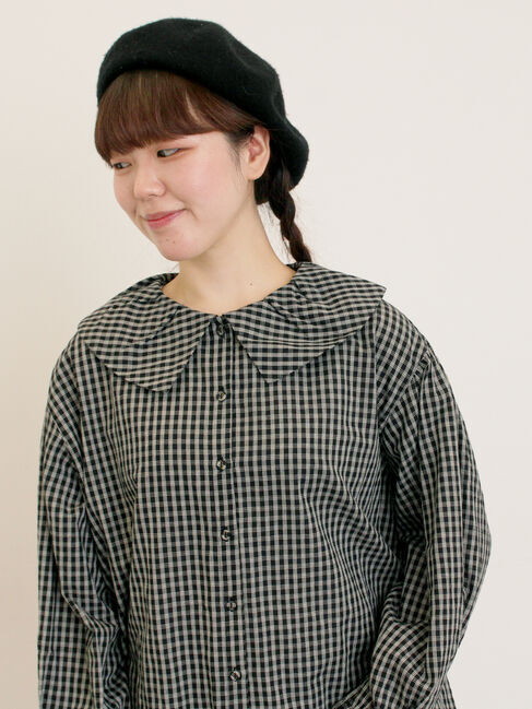 Samansa Mos2「ビッグ襟羽織ブラウス」|シャツ・ブラウス|ブラック