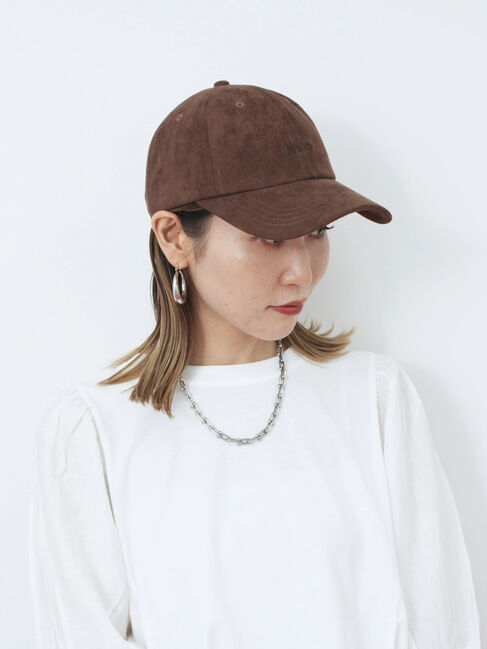 Samansa Mos2 blue「スエードロゴ刺繍キャップ」|その他|