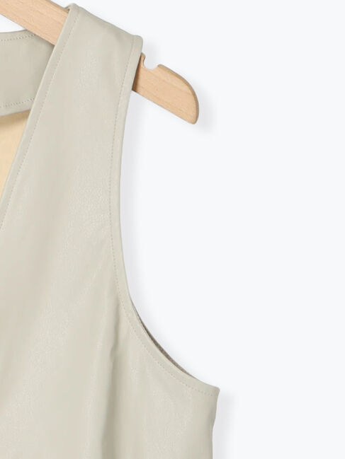 Samansa Mos2 blue「フェイクレザーペプラムベスト」|ダウンベスト・ベスト|