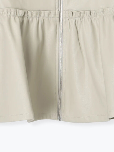 Samansa Mos2 blue「フェイクレザーペプラムベスト」|ダウンベスト・ベスト|