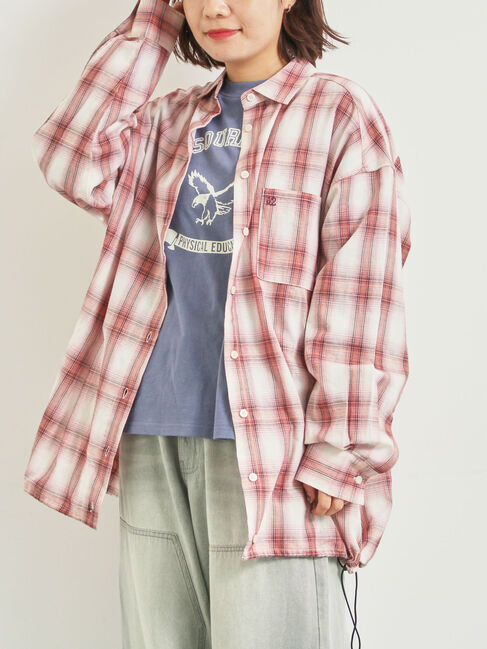 SM2「オンブレチェック裾ドロストシャツ」|シャツ・ブラウス|ピンク