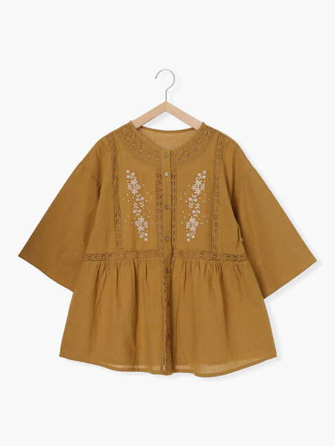 Samansa Mos2「花刺繍切替えブラウス」|シャツ・ブラウス|