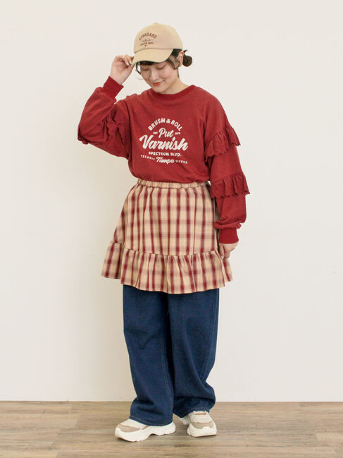 Samansa Mos2「袖フリル切替えスウェット」|Tシャツ・カットソー|