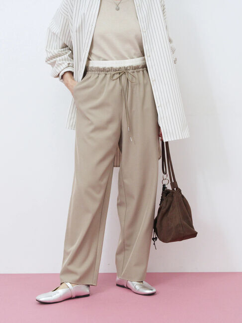 Samansa Mos2 blue「ダブルウエストアソートイージーパンツ」|その他|ベージュ