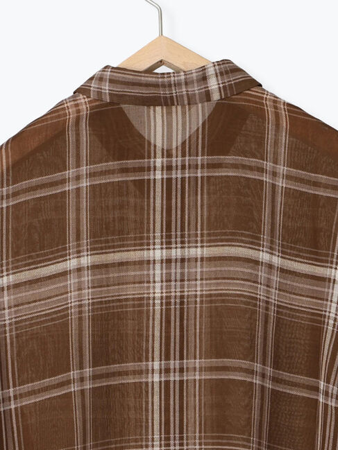 Samansa Mos2 blue「シアーチェックシャツ」|シャツ・ブラウス|