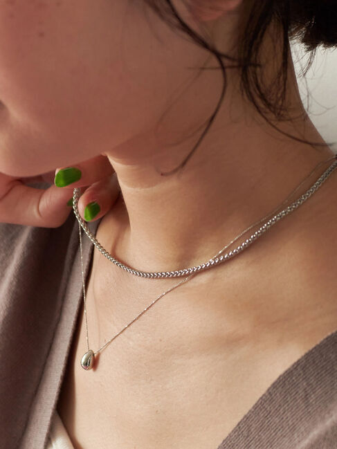 Samansa Mos2 blue「ドロップメタル2連ネックレス」|その他|