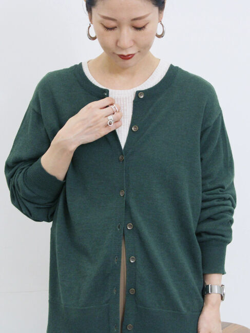 Samansa Mos2 blue「マルチスタイル前後2wayクルーネックカーディガン」|カーディガン|グリーン