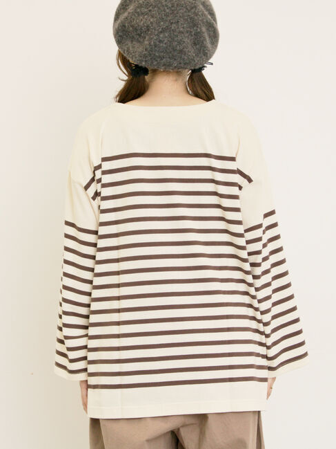 Samansa Mos2「パネルボーダーロングスリーブカットソー」|Tシャツ・カットソー|