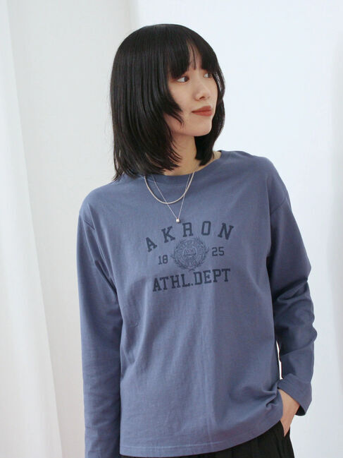 Samansa Mos2 blue「アソートプリントロンT」|Tシャツ・カットソー|