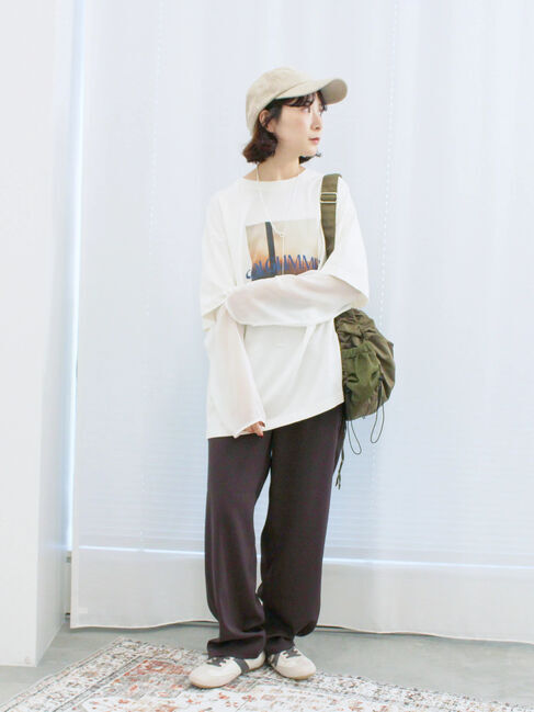 Samansa Mos2 blue「袖シフォンレイヤードプルオーバー」|Tシャツ・カットソー|