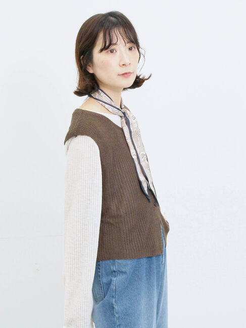 Samansa Mos2 blue「バンダナ付きニットベスト」|ニット・セーター|