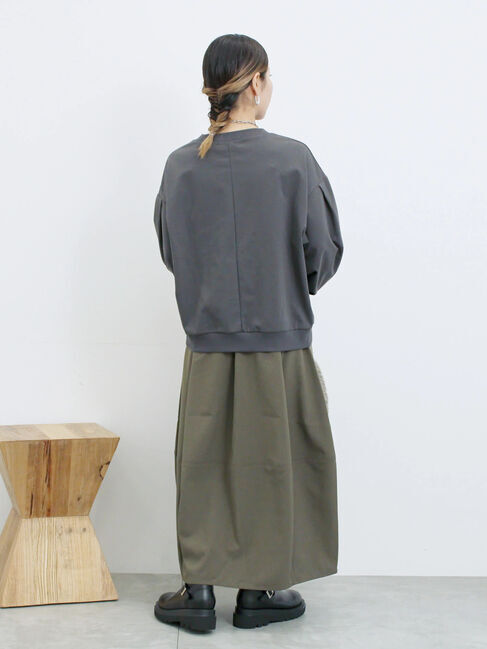 Samansa Mos2 blue「ポンチ袖タックプルオーバー」|Tシャツ・カットソー|