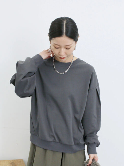 Samansa Mos2 blue「ポンチ袖タックプルオーバー」|Tシャツ・カットソー|