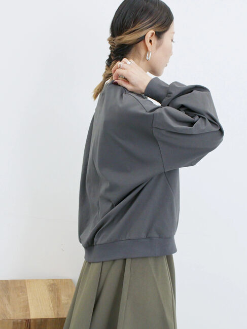 Samansa Mos2 blue「ポンチ袖タックプルオーバー」|Tシャツ・カットソー|