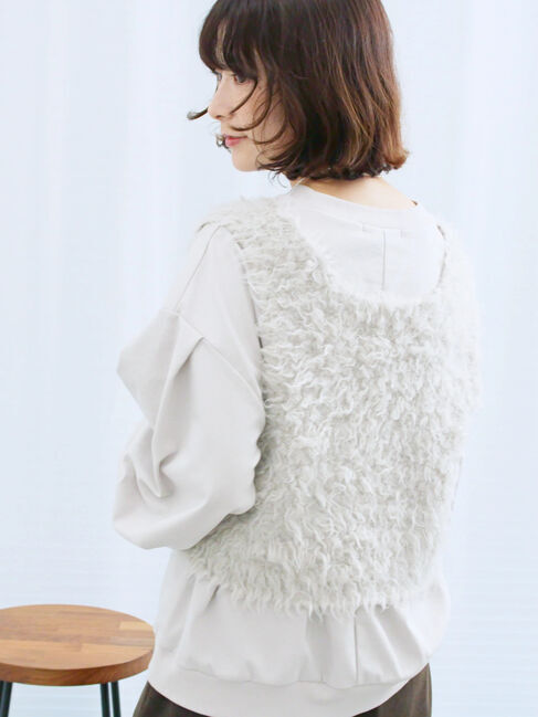 Samansa Mos2 blue「ポンチ袖タックプルオーバー」|Tシャツ・カットソー|