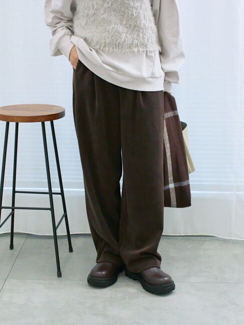 Samansa Mos2 blue「カットコールストレートパンツ」|その他|ブラウン