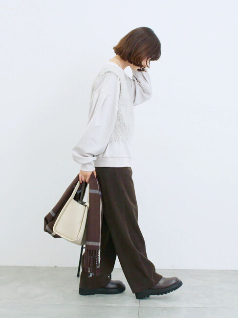 Samansa Mos2 blue「カットコールストレートパンツ」|その他|