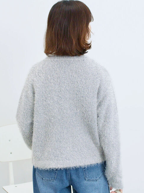 Samansa Mos2 blue「フェザーニットカーディガン」|カーディガン|