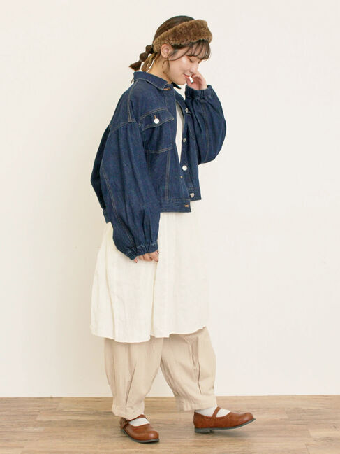 Samansa Mos2「ストライプツイル裾タックパンツ」|その他|