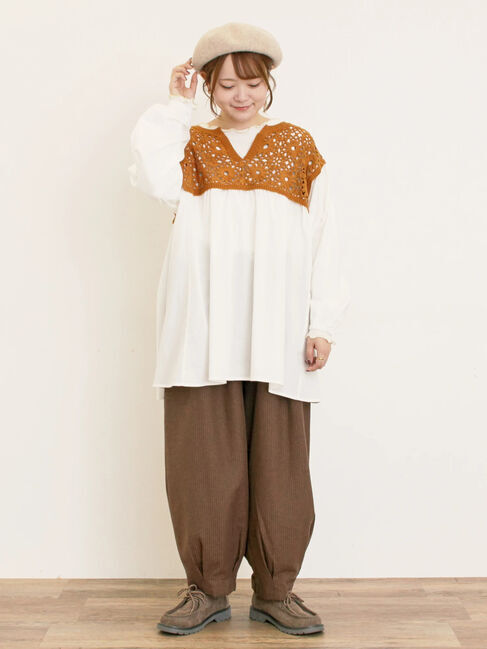 Samansa Mos2「ストライプツイル裾タックパンツ」|その他|