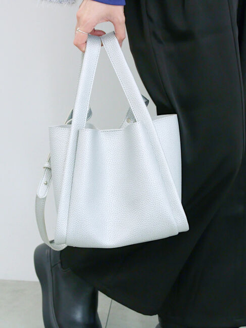 Samansa Mos2 blue「ポーチ付2WAYスクエアバッグ」|その他|シルバー