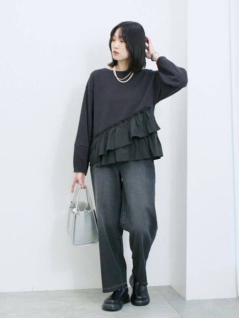 Samansa Mos2 blue「ペプラムドッキングプルオーバー」|Tシャツ・カットソー|