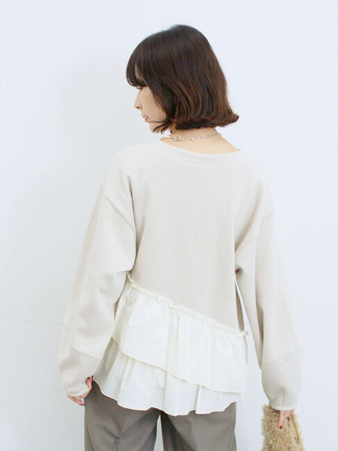 Samansa Mos2 blue「ペプラムドッキングプルオーバー」|Tシャツ・カットソー|