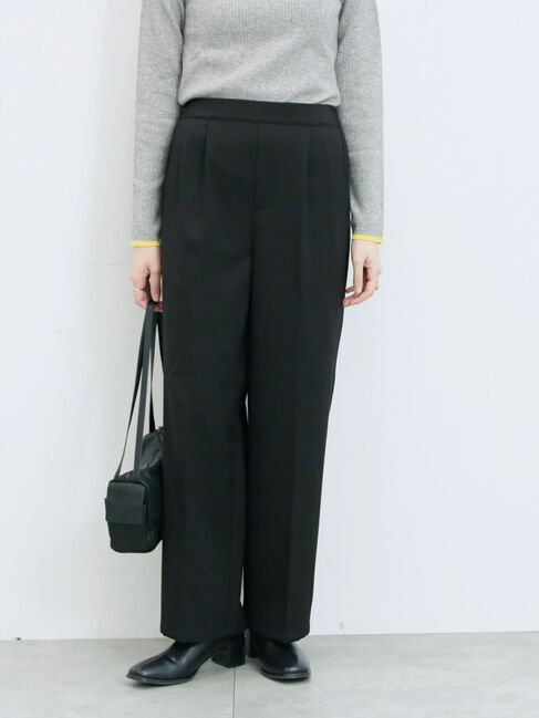 Samansa Mos2 blue「【吸湿発熱】マルチスタイルストレートパンツ」|その他|ブラック