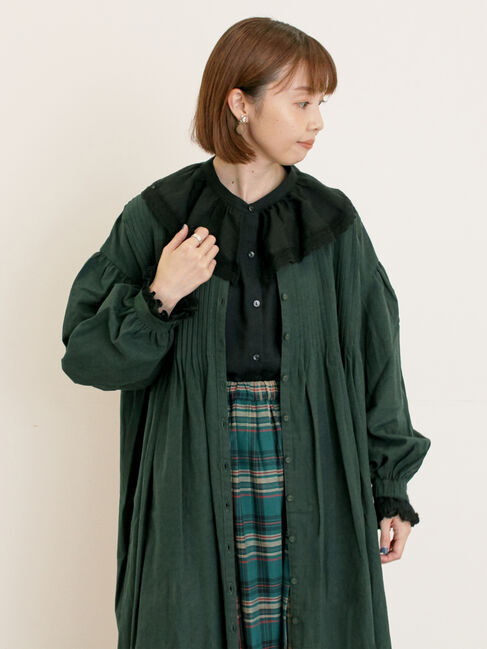 Samansa Mos2「【S/Mサイズ】綿麻/デニムピンタックワンピース」|ワンピース|