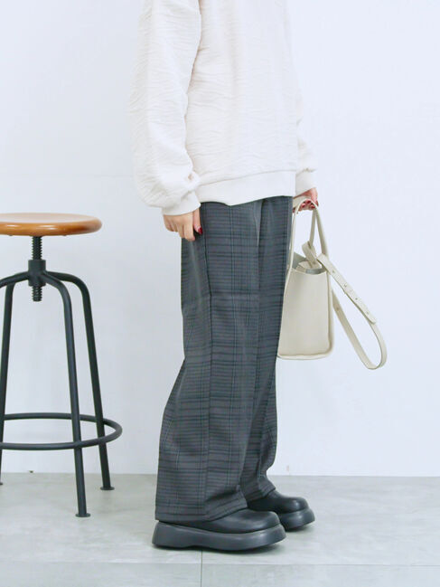 Samansa Mos2 blue「カチオン染めチェックパンツ」|その他|