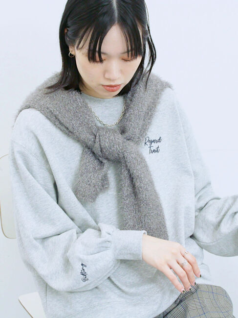 Samansa Mos2 blue「ラメ裏毛プルオーバー」|Tシャツ・カットソー|