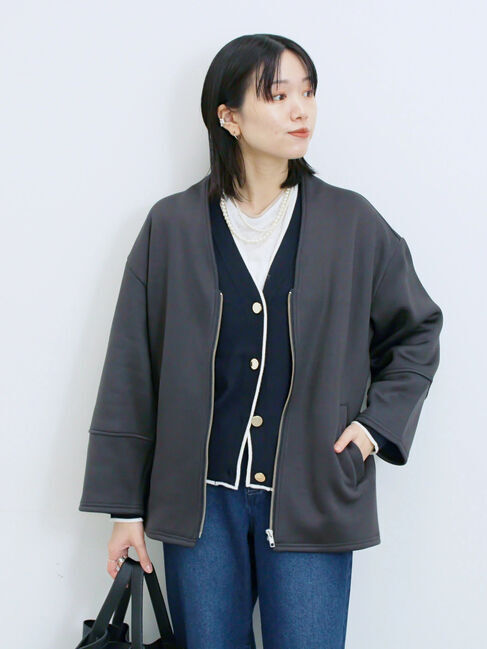 Samansa Mos2 blue「レイヤード風ロンT」|Tシャツ・カットソー|