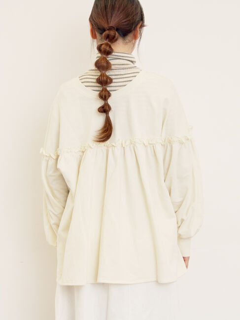 Samansa Mos2「ミニ裏毛切替ギャザープルオーバー」|Tシャツ・カットソー|