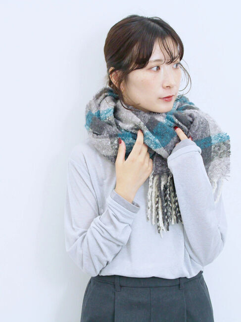 Samansa Mos2 blue「ブークレチェックマフラー」|その他|