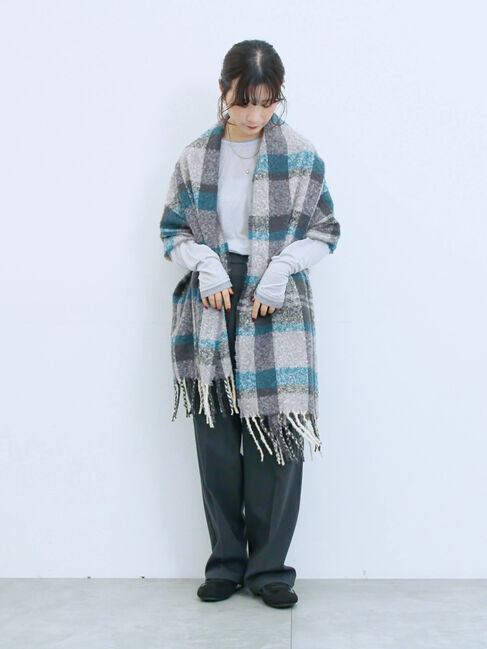 Samansa Mos2 blue「ブークレチェックマフラー」|その他|