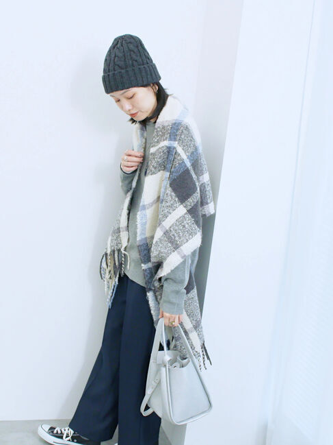 Samansa Mos2 blue「ブークレチェックマフラー」|その他|