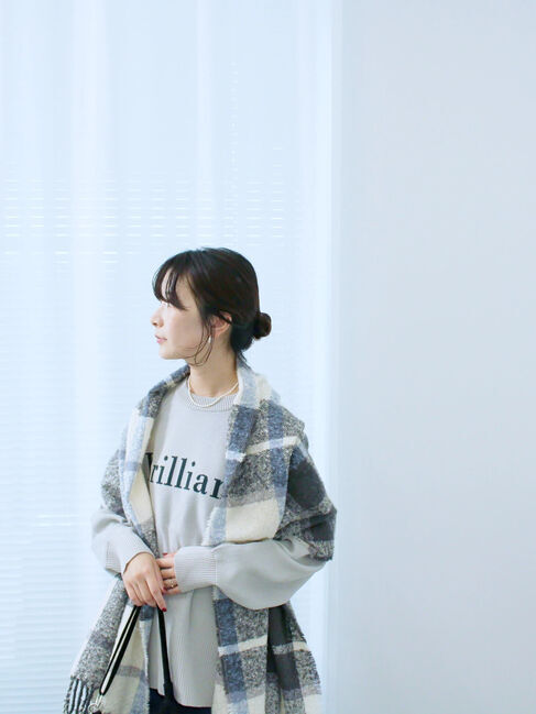 Samansa Mos2 blue「ブークレチェックマフラー」|その他|