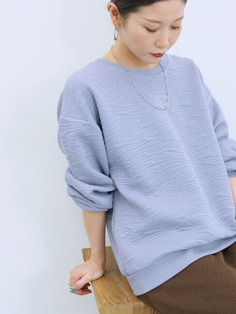 Samansa Mos2 blue「ジャガードダンボールプルオーバー」|Tシャツ・カットソー|
